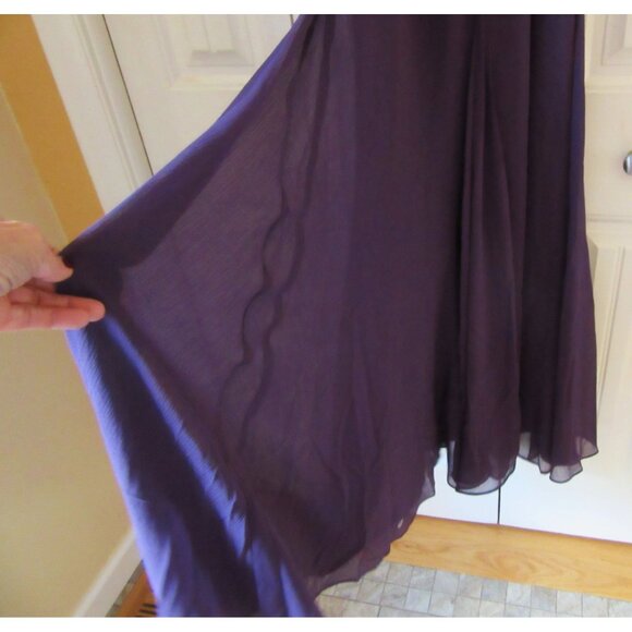 White By Vera Wang Purple Formal Gown w Spaghetti Straps & Draped Waist Size 0 - Picture 6 of 8